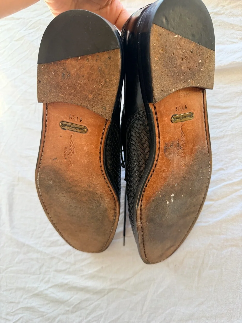 Mezlan Black Woven embossed croc Leather Lace-Up Oxfords